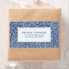 ホワイトペイズリーカスタムネイビーブルー ラベル