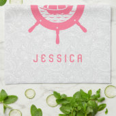 ホワイトペイズリーダマスク&ピンク航海のボートホイール キッチンタオル (折り畳み)