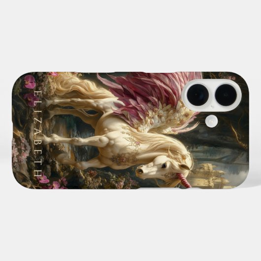 ホワイトペガサスピンクウィングスフェアユタリーキャッスルホース Case-Mate iPhoneケース (裏面 (横))