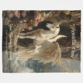 ホワイトペガサスヘブンユニコーンシースケープシーン フリースブランケット (正面(横))