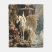 ホワイトペガサスヘブンユニコーンシースケープシーン フリースブランケット (正面)