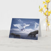 ホワイトペガサスホース神秘的グリーティングカード カード (黄色い花)