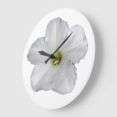 ホワイトペチュニアフラワーフローラクリスマスデコールカワイイ ラージ壁時計 (傾斜)