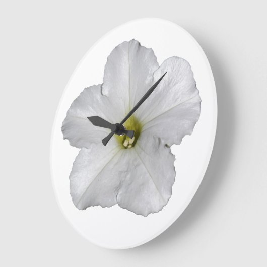ホワイトペチュニアフラワーフローラクリスマスデコールカワイイ ラージ壁時計 (傾斜)