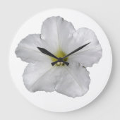ホワイトペチュニアフラワーフローラクリスマスデコールカワイイ ラージ壁時計 (正面)