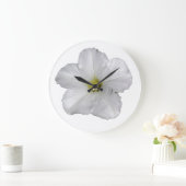 ホワイトペチュニアフラワーフローラクリスマスデコールカワイイ ラージ壁時計 (ホーム)
