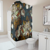 ホワイトペニーズヴィンテージミッドナイトゴシックガーデン シャワーカーテン (インサイチュ)