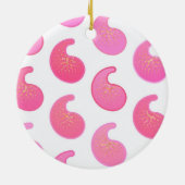 ホワイトペパーミントピンクペイズリー セラミックオーナメント (裏面)