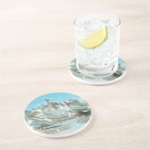 ホワイトペリカンズと黒の友人抽象芸術 コースター (側面)