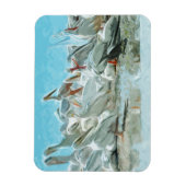 ホワイトペリカンズと黒の友人抽象芸術 マグネット (縦)