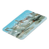 ホワイトペリカンズと黒の友人抽象芸術 マグネット (左側)