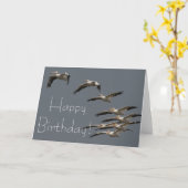 ホワイトペリカン鳥野生動物ハッピーバースデー カード (黄色い花)