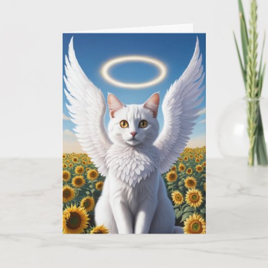 ホワイトペルシャ猫の天使 慰霊カード カード (正面)