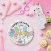 ホワイトペルシャ猫バースデーパーティー紙プレート ペーパープレート (パーティー)