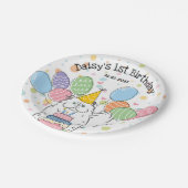 ホワイトペルシャ猫バースデーパーティー紙プレート ペーパープレート (アングル)