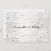 ホワイトペーパービーチの木の皮の素朴な木の結婚式 招待状 (裏面)