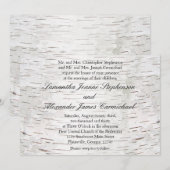 ホワイトペーパービーチの木の皮の素朴な木の結婚式 招待状 (正面/裏面)