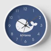 ホワイトホエー航海のルネイビーブルー海子供部屋 壁時計 (正面)