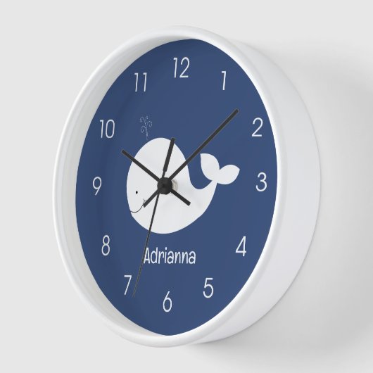 ホワイトホエー航海のルネイビーブルー海子供部屋 壁時計 (傾斜)