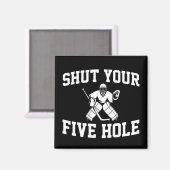 ホワイトホッケーゴアリー5つの穴を閉める マグネット (正面/裏面)