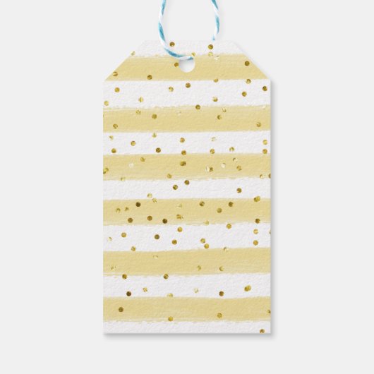 ホワイトホットエアバルーンジャングル動物金ゴールドグリッター ギフトタグ (裏面)