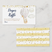 ホワイトホットエアバルーン動物おむつラッフル金ゴールド エンクロージャーカード (正面/裏面)