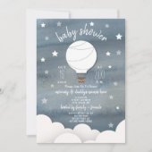 ホワイトホットエアバルーン+スターニュートラル赤ちゃんシャワー 招待状 (正面)