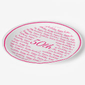 ホワイトホットピンク50ハッピーバースデータイポグラフィ ペーパープレート (アングル)