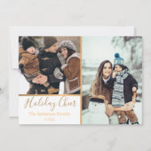ホワイトホリデー応援フェイク金ゴールドフォトコラージュ シーズンカード (正面)