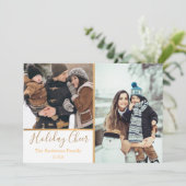 ホワイトホリデー応援フェイク金ゴールドフォトコラージュ シーズンカード (スタンド正面)