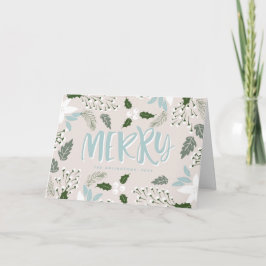 ホワイトホリーボタニカルハッピーホリデーズカード シーズンカード