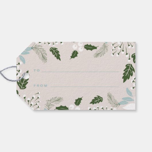 ホワイトホリーボタニカルハッピーホリデーズギフトラベル ギフトタグ (裏面横)