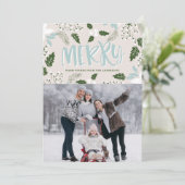 ホワイトホリーボタニカルホリデーフォトカード シーズンカード (スタンド正面)