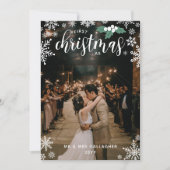 ホワイトホリー雪片1stクリスマス結婚の写真 シーズンカード (正面)