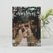 ホワイトホリー雪片1stクリスマス結婚の写真 シーズンカード (スタンド正面)