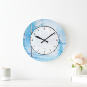 ホワイトホワイトホワイトホワイターランドスケープ水彩イラストレーション ラージ壁時計 (ホーム)