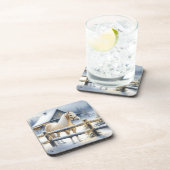 ホワイトホースかわいらしファームクリスマスパーソナライズされた コースター (右側)