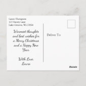 ホワイトホースかわいらしファームクリスマスパーソナライズされた ポストカード (裏面)