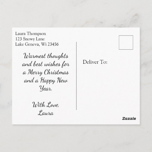 ホワイトホースかわいらしファームクリスマスパーソナライズされた ポストカード (裏面)