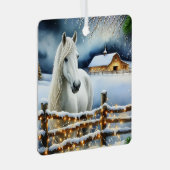 ホワイトホースかわいらしファームクリスマスパーソナライズされた メタルオーナメント (正面右)
