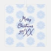 ホワイトホースかわいらしファームクリスマスパーソナライズされた メタルオーナメント (裏面)