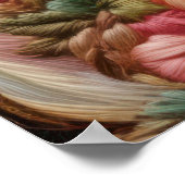 ホワイトホースとバラ3D刺繍芸術 ポスター (角)