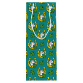 ホワイトホースと黄金の馬靴、シャムロックパターン ワインギフトバッグ (裏面)