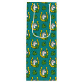 ホワイトホースと黄金の馬靴、シャムロックパターン ワインギフトバッグ (正面)