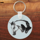 ホワイトホースアンドバタフライデザイン キーホルダー (正面)