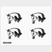 ホワイトホースアンドバタフライデザイン 長方形シール (シート)