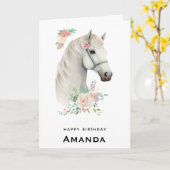 ホワイトホースエレガントボホフローラ誕生日 カード (黄色い花)