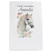 ホワイトホースエレガントボホフローラ誕生日 ミディアムペーパーバッグ (正面)