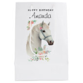 ホワイトホースエレガントボホフローラ誕生日 ミディアムペーパーバッグ (裏面)