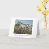 ホワイトホースオイル塗装誕生日 カード (黄色い花)